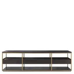 mocha straight oak veneer | brushed brass finish L