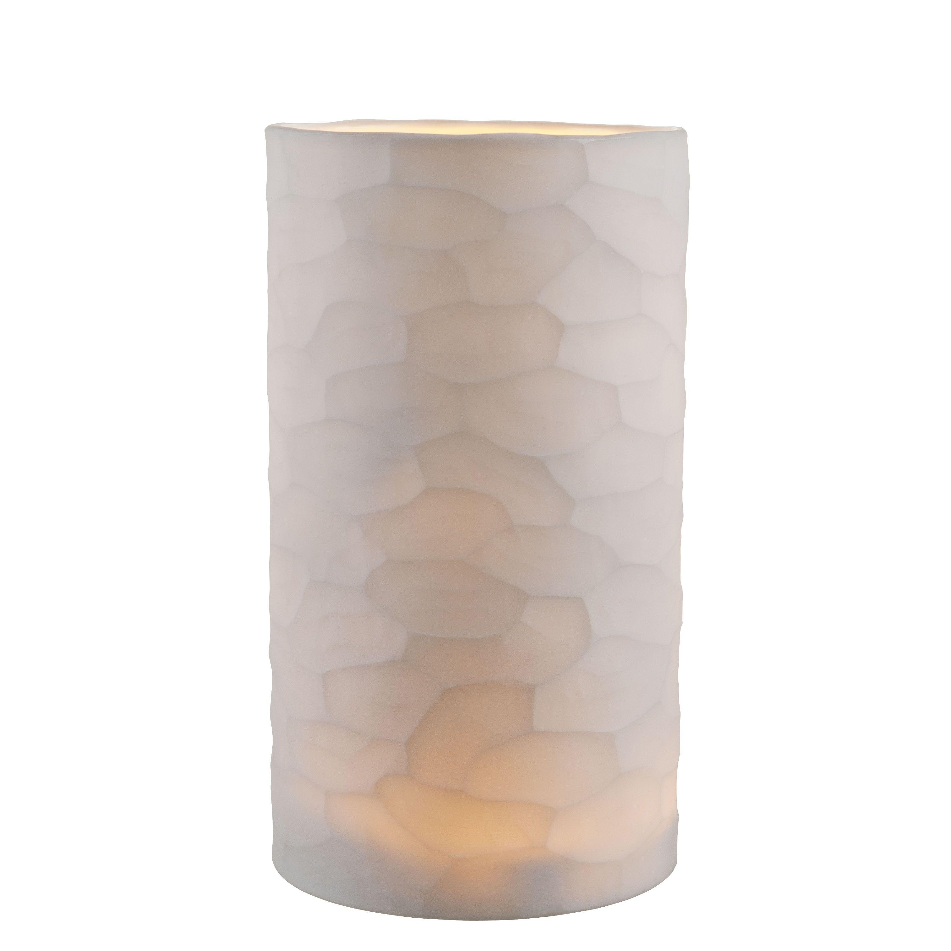 hand blown white glass | geometrical cut L
