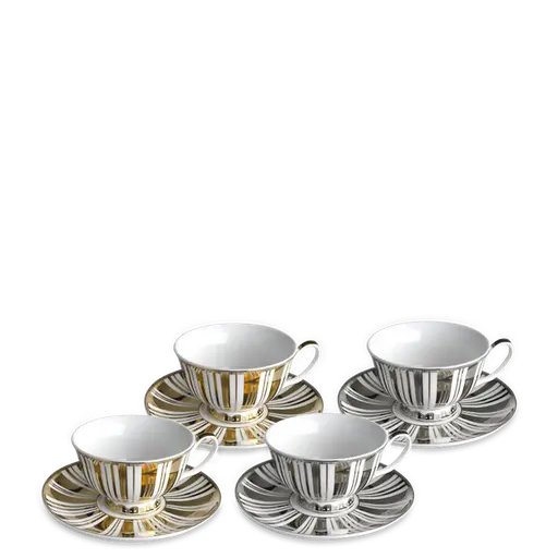 Купить Набор кружек Tea Set Stripes Gold + Silver Set 4 в интернет-магазине roooms.ru