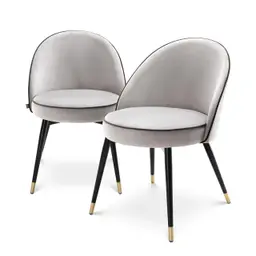 roche light grey velvet | roche dark grey piping | black & brass finish legs