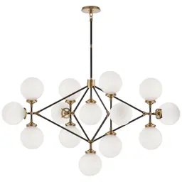 Hand-Rubbed Antique Brass and Black White Glass