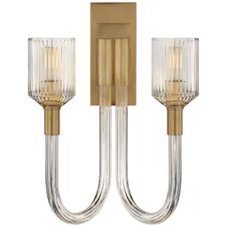 Clear Ribbed Glass and Brass