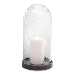 bronze highlight finish | hand blown clear glass L