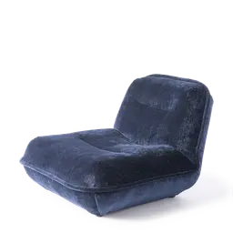 Dark blue Beech woodSheet woodNozag suspensionFoam covered with a mix of feathers and fibersPlastic legs