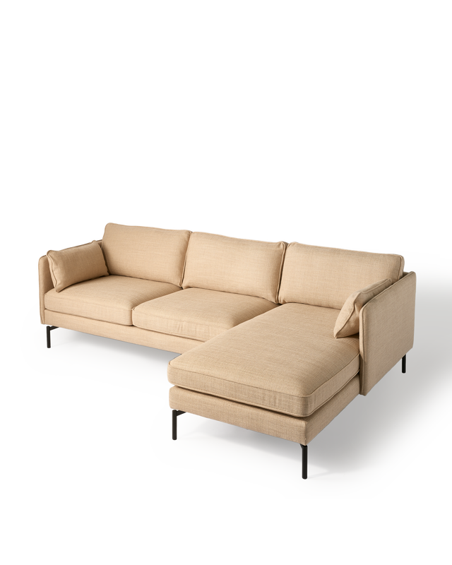 Beige Laminated woodNozag springsFoamand powder coated metal legs