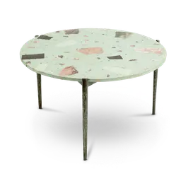 Olive green Iron base with terrazzo stone top