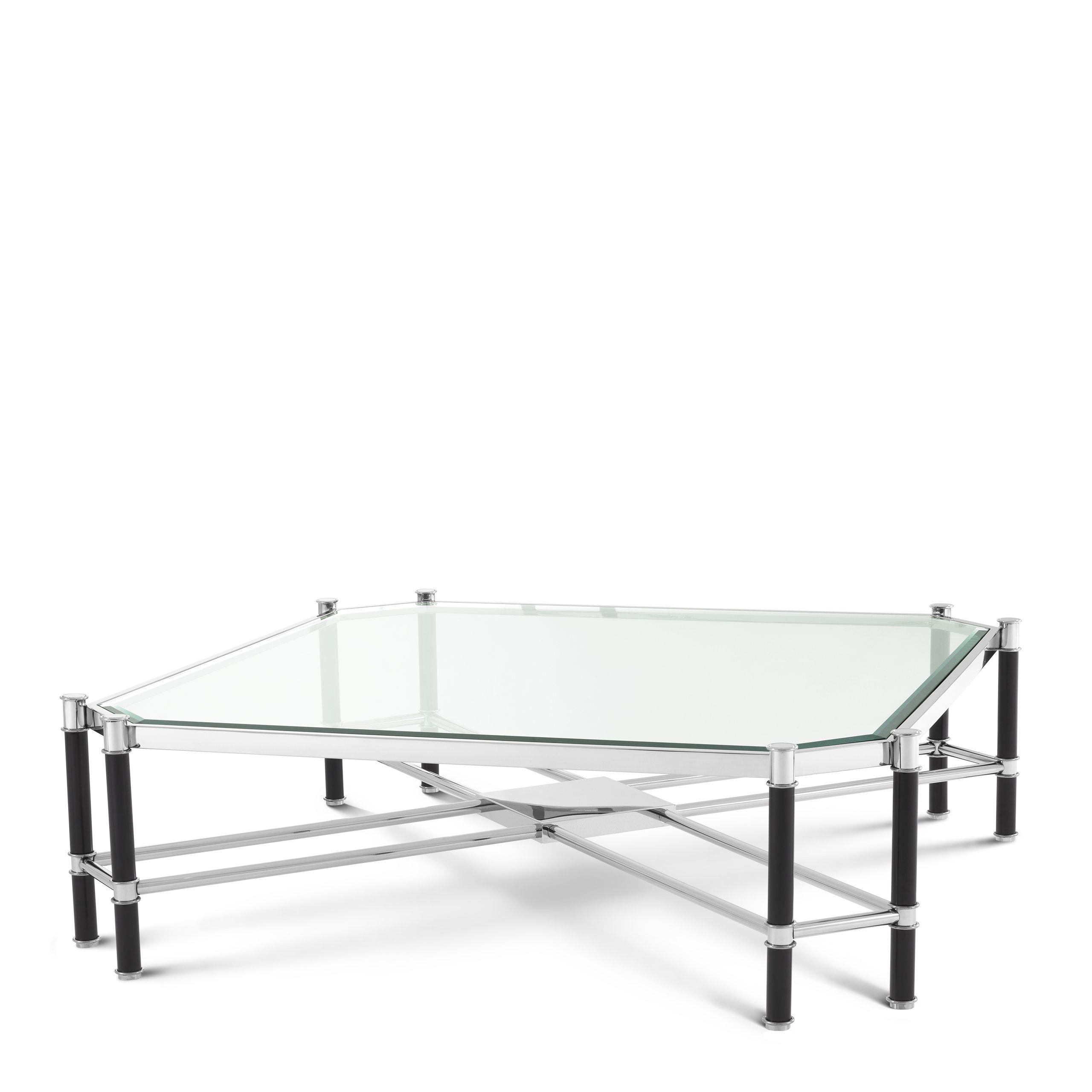 polished stainless steel | black finish | bevelled clear glass