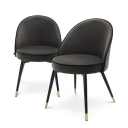 roche dark grey velvet | black velvet piping | black & brass finish legs