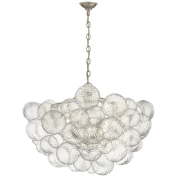 Burnished Silver Leaf and Clear Swirled Glass
