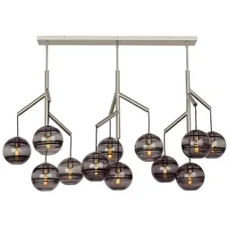 Satin Nickel Transparent Smoke Triple Lamp Not Included