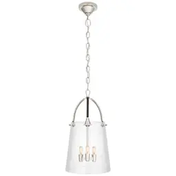 Polished Nickel and Chocolate Leather Clear Glass