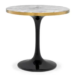 grey faux marble | brushed brass rim | black base