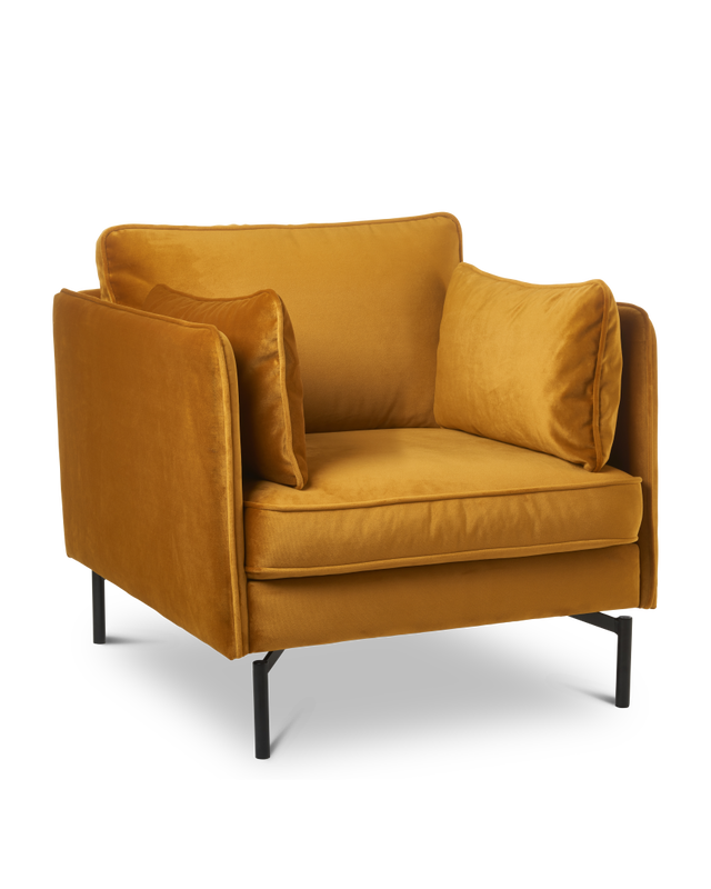 Gold Laminated woodNozag springsFoamand powder coated metal legs