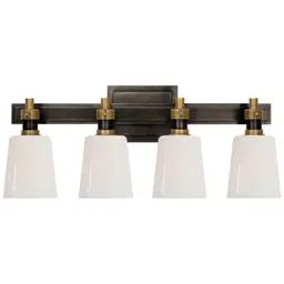 Bronze and Hand-Rubbed Antique Brass White Glass