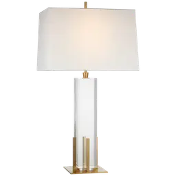 Crystal and Hand-Rubbed Antique Brass 16" x 17" x 11" Linen Rectangle