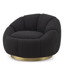 bouclé black | brushed brass finish swivel base