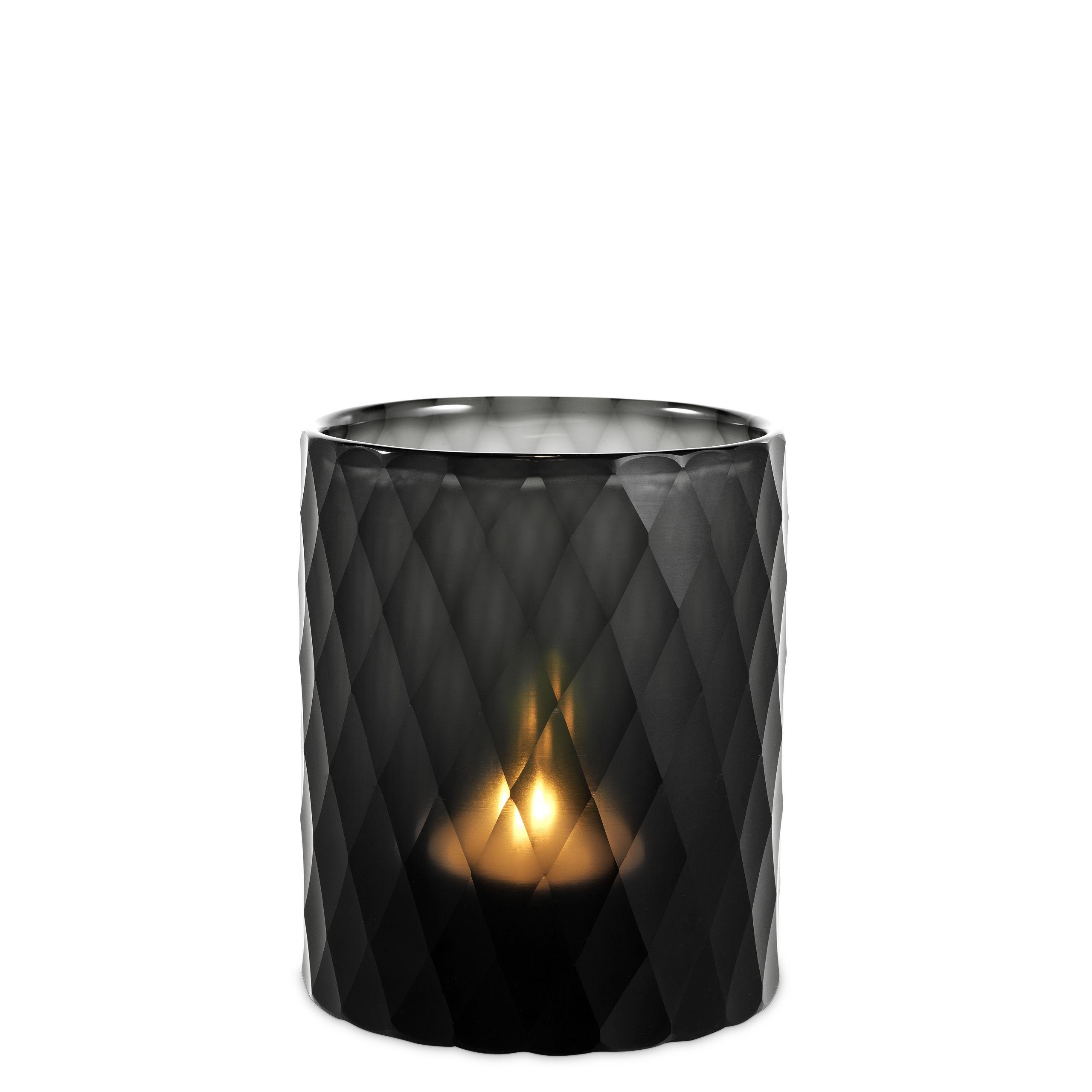 hand blown black glass | diamond cut S
