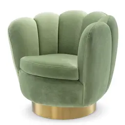 savona pistache green velvet | brushed brass finish swivel base