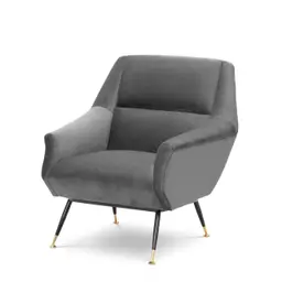 roche porpoise grey velvet | black & brass finish legs