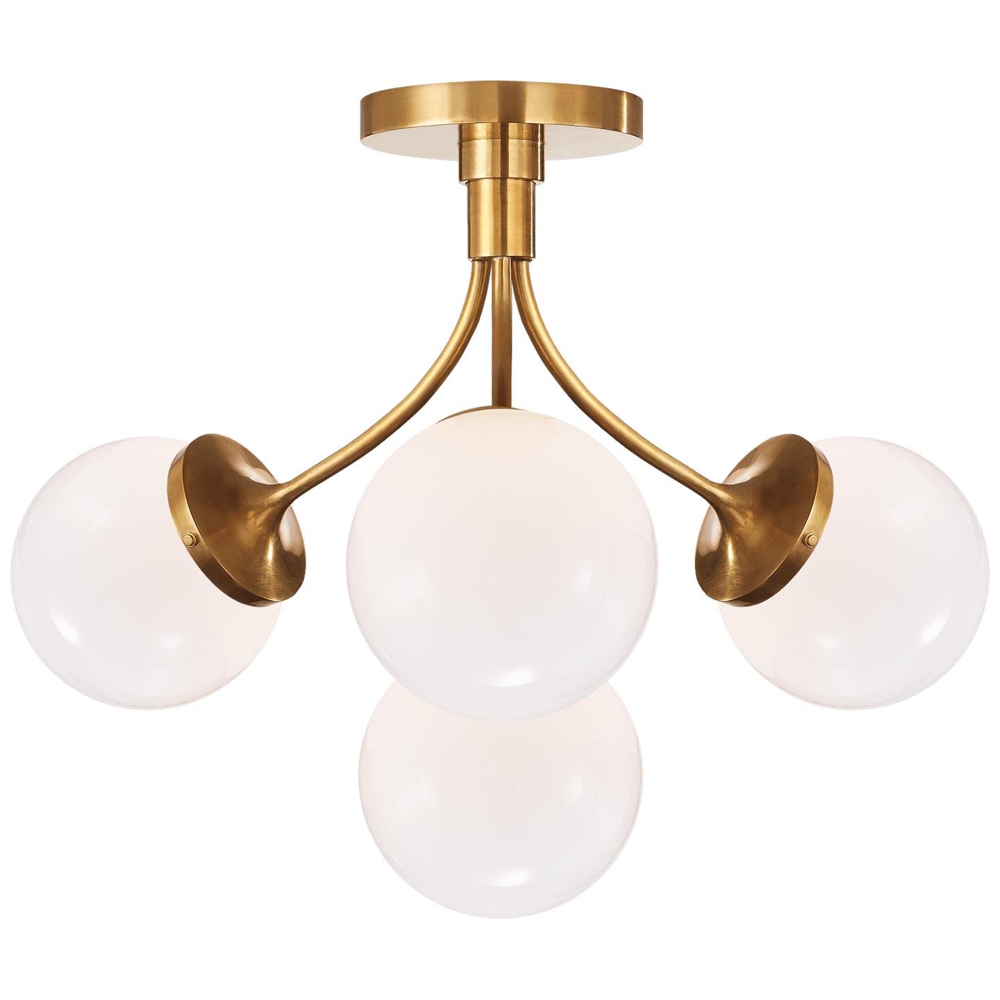 Soft Brass White Glass