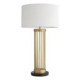 antique brass finish | black marble base bouclé shade