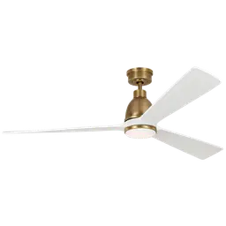 Hand Rubbed Brass Housing With Matte White Blades with Light Kit