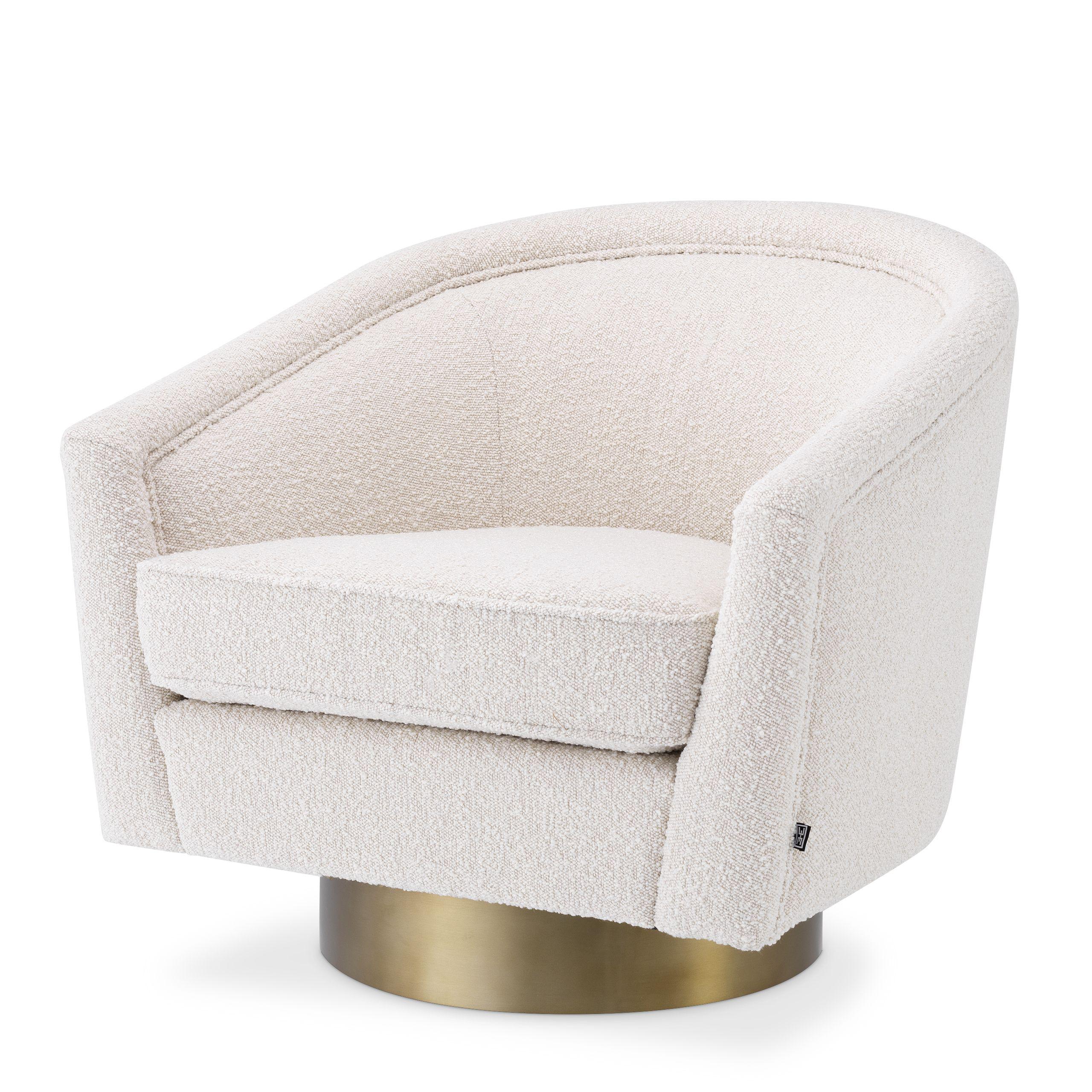 bouclé cream | matte gold finish swivel base