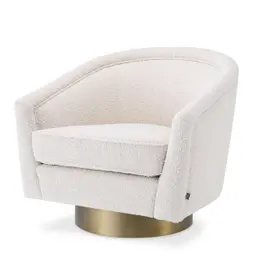 bouclé cream | matte gold finish swivel base