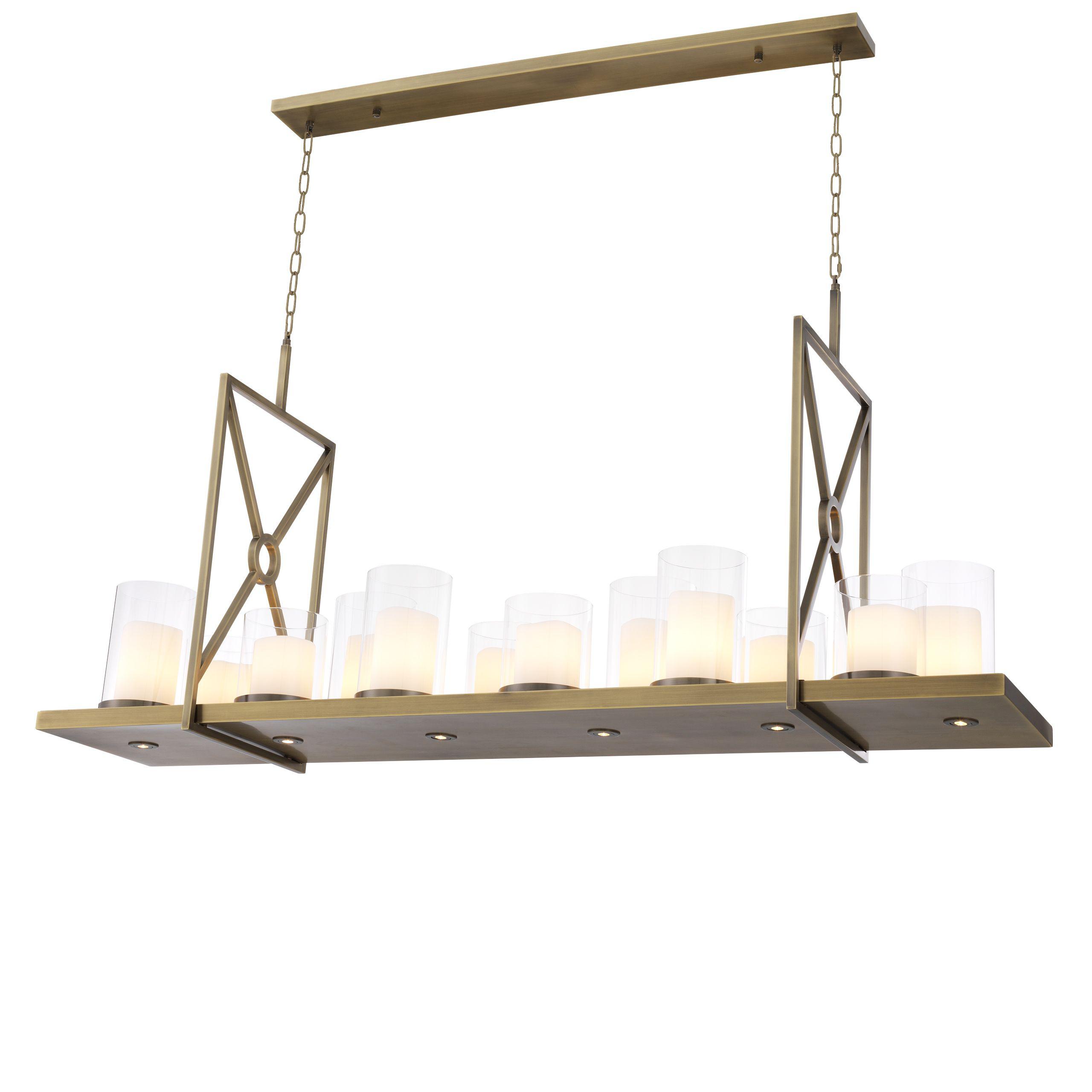 light brushed brass finish | clear glass | including faux candle shades linear