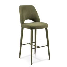 Olive green Metal framewith upholstered legs and metal foot rest