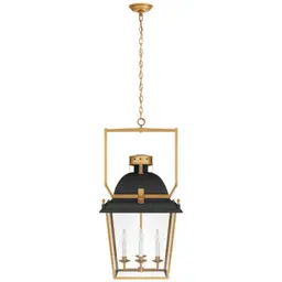 Matte Black and Antique-Burnished Brass Clear Glass