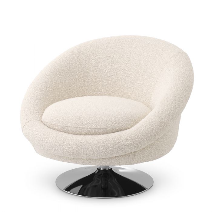 bouclé cream | nickel finish swivel base