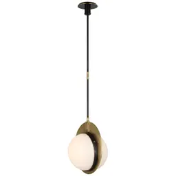 Bronze and Hand-Rubbed Antique Brass White Glass