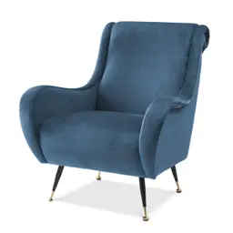 roche blue velvet | black & brass finish legs