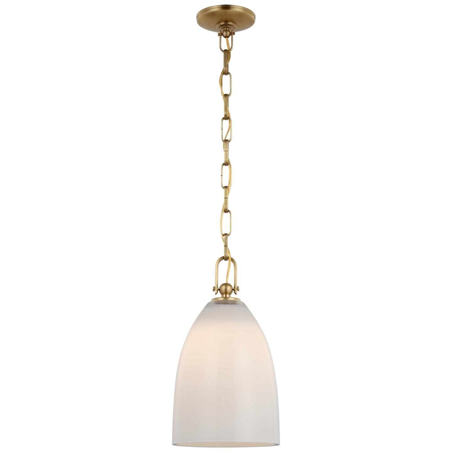 Antique-Burnished Brass White Glass