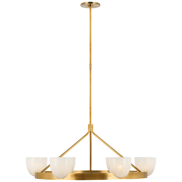 Hand-Rubbed Antique Brass White Strie Glass