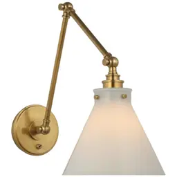 Antique-Burnished Brass White Glass