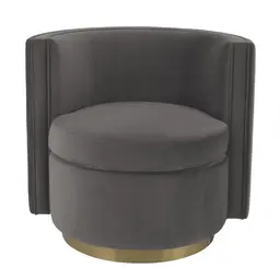 savona grey velvet | brushed brass finish swivel base