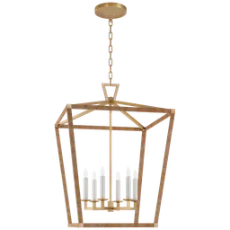 Antique-Burnished Brass and Natural Rattan
