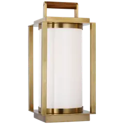 Natural Brass and Teak White Glass