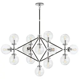 Polished Nickel and Black Clear Glass