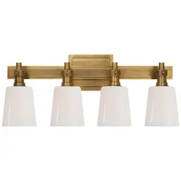 Hand-Rubbed Antique Brass White Glass