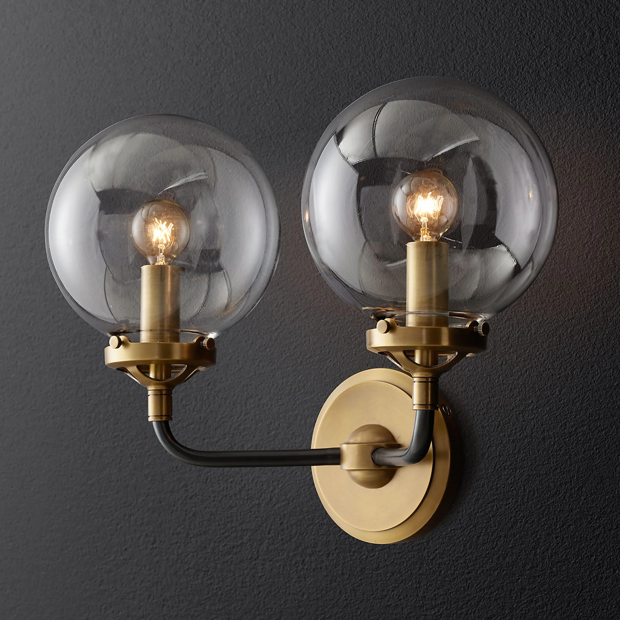 Купить Бра Bistro Globe Clear Glass Double Sconce в интернет-магазине roooms.ru