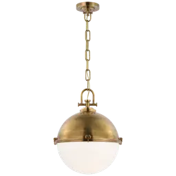 Antique-Burnished Brass White Glass