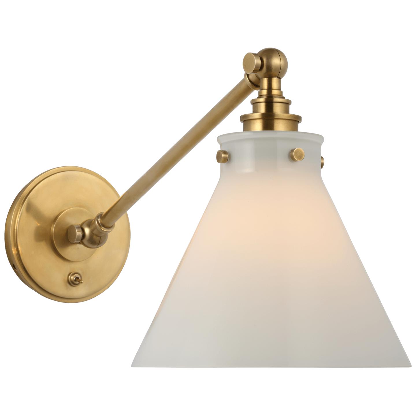 Antique-Burnished Brass White Glass