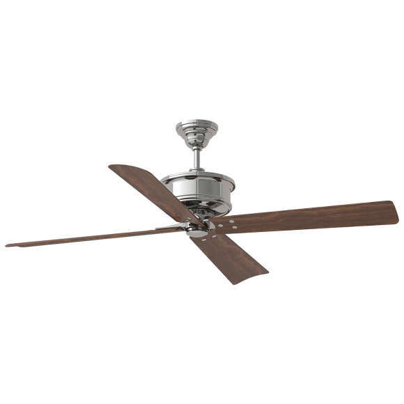 Polished Nickel Housing With Dark Walnut Blades