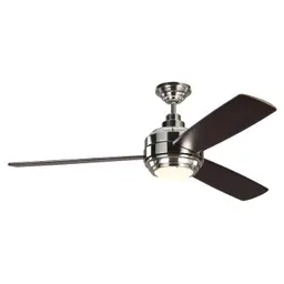 Polished Nickel Housing With Dark Mahogany Blades with Light Kit