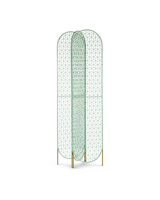 Turquoise Painted iron with brass welded joints