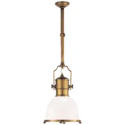 Antique-Burnished Brass 9.5" x 14" White Glass