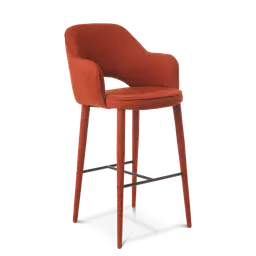 Rust red Metal frameupholstered legsand metal foot restChair can be lowered 10 cm